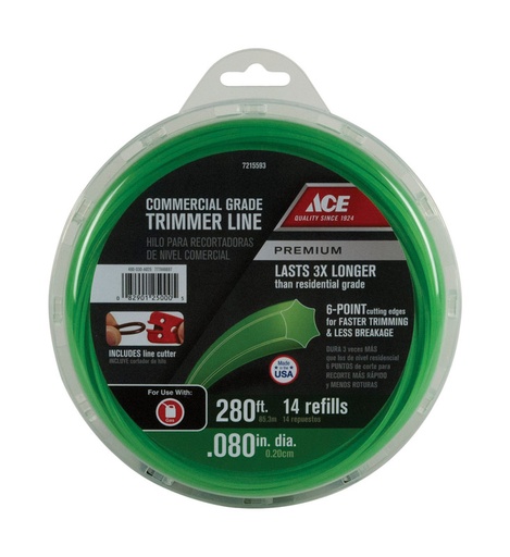 [7215593] Ace Premium Commercial Grade 0.080 in. D X 280 Ft. L Trimmer Line