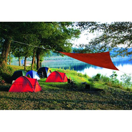 [8015650] Coolaroo Ready-to-Hang Polyethylene Shade Sail Triangle Shade Sail Canopy 10 Ft. H X 10 Ft. W X 10 F