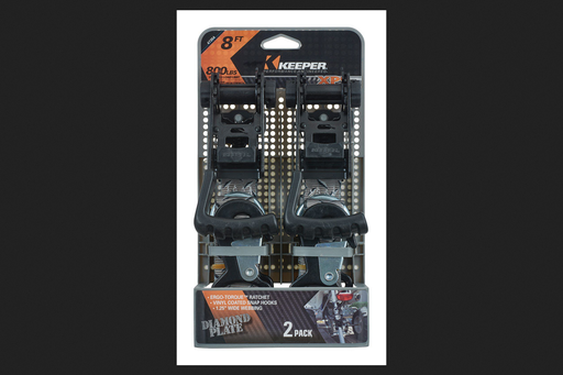 [8867624] Keeper Ergo-Torque 1.25 in. W X 8 Ft. L Gray Ratchet Tie Down Strap 800 Lb 2 Pk