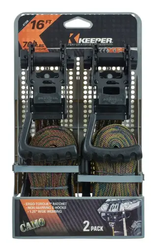 [8867822] Keeper Ergo-Torque 1.25 in. W X 16 Ft. L Camo Tie Down W/Ratchet 700 Lb 2 Pk