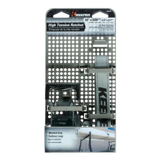 [8880064] Keeper 1 in. W X 16 Ft. L Gray Tie Down W/Ratchet 500 Lb 1 Pk