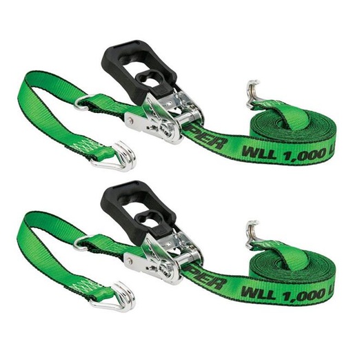 [8938565] Keeper 1.25 in. W X 16 Ft. L Green Tie Down W/Ratchet 1000 Lb 2 Pk