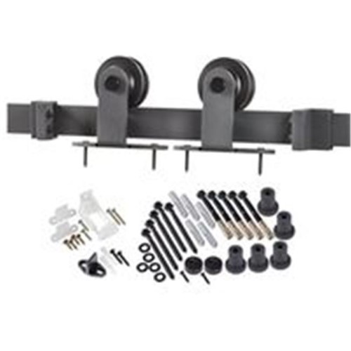 [BD101K09600-MB] 8 Ft. Premium Black Interior Modern Country Rustic Wood Barn Door Closet Hardware Track Kit