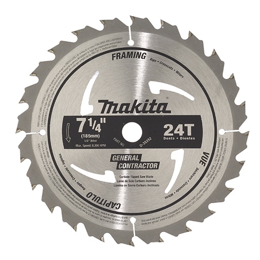 [D45989] Makita D-45989 7-1/4-Inch 24T Carbide-Tipped Circular Saw Blade, Framing/General Purpose
