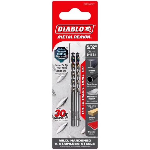 [DMD532JP1] Diablo Metal Demon 5/32 in. X 3 in. L Metal Drill Bit 3-Flat Shank 1 Pc