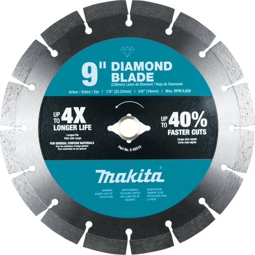 [E-02515] 9 in. Diamond Blade, Segmented, General Purpose