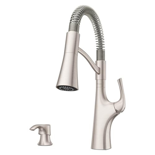 [F-529-7LRCGS] Pfister Ladera Commercial Culinary Kitchen Faucet with Pull Down Sprayer and Soap Dispenser, Single Handle, Spot Defense Stainless Steel Finish, F5297