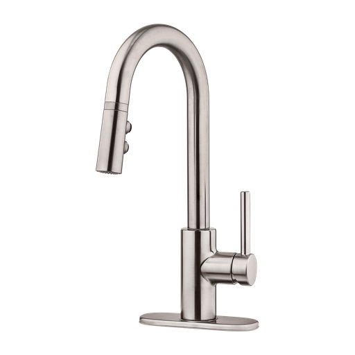 [LG572-SAS] Pfister LG572-SA Stellen 1.8 GPM Single Hole Pull Down Bar Faucet with Pforever Seal - Includes Escutcheon Stainless Steel Faucet Bar Single Handle