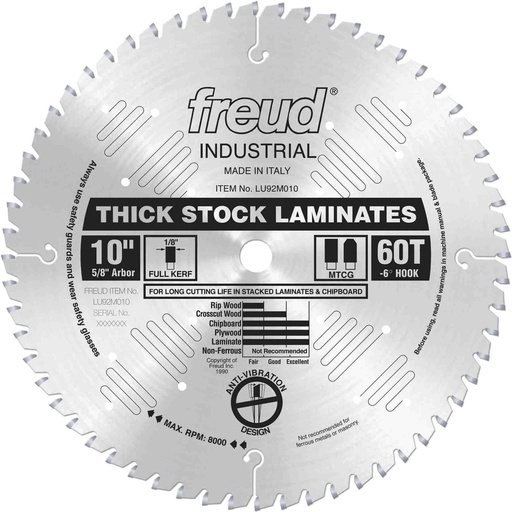 [LU92M010] Freud 10in Thick-Stock Laminate Blade - LU92M010