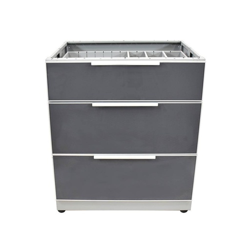 [OKC3024GDR3DG] Aluminum Slate Gray 30 in. X 25.25 in. 37.25 in. 3-Drawer Outdoor Kitchen Cabinet
