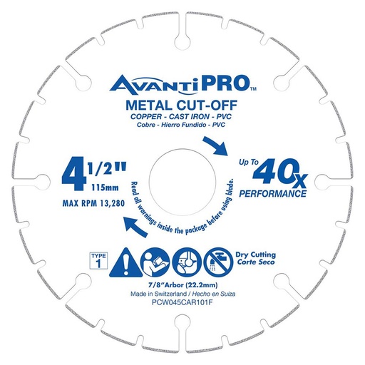 [PCW045CAR101F] AVANTI CUT OFF WHEEL 7/8X4-1/2"