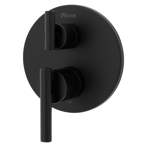 [R89-SNCB] Pfister R89-SNC Contempra Pressure Balanced Valve Trim Only with Double Lever Handle and Integrated Diverter - Less Valve Matte Black Showers Valve