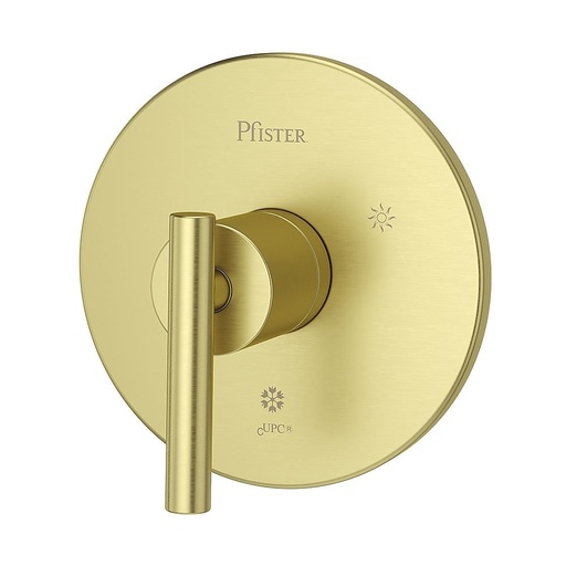 [R891NCBG] Pfister R89-1NC Contempra Pressure Balanced Valve Trim Only with Single Metal Lever Handle - Less Rough in Brushed Gold Showers Valve Trim Only