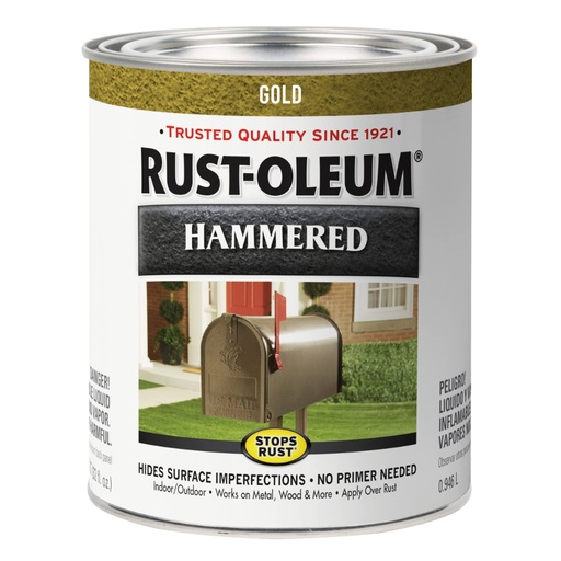 [420007562] Rust-Oleum Stops Rust Indoor and Outdoor Hammered Gold Rush Protective Paint 1 Qt