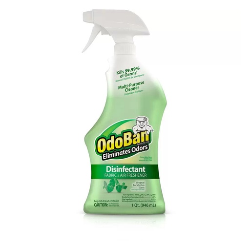 [430001706] OdoBan Original Eucalyptus Ready to Use Liquid Fabric and Air Freshener Disinfectant - Eucalyptus - 32 Fl Oz