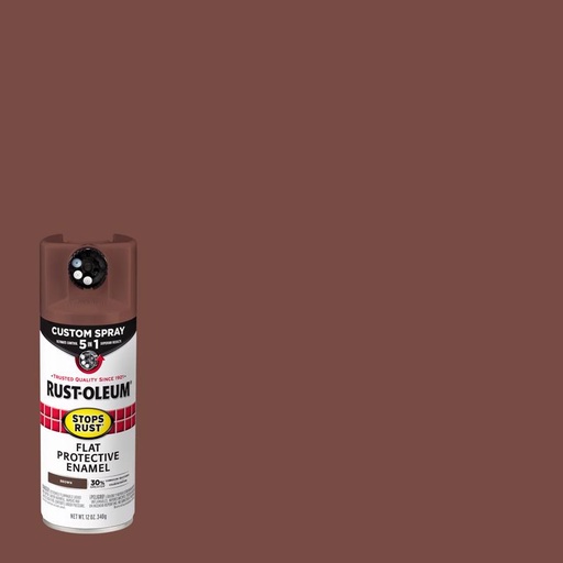[1027028] Rust-Oleum Stops Rust Custom Spray 5-in-1 Flat Brown Spray Paint 12 Oz