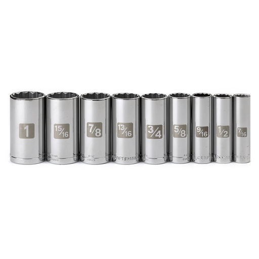 [2300580] Craftsman 9 Pc. 12 Pt. 3/8 in. Drive Deep Easy-to-Read Socket Set Inch