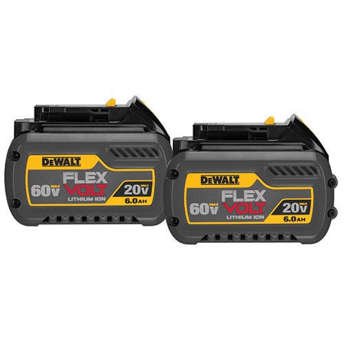 [2493344] DeWalt 20V-60V MAX FLEXVOLT DCB606-2 6 Ah Lithium-Ion Battery Combo Pack 2 Pc