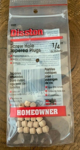 [295000076] NEW Wood Screw Hole Tapered Plugs 1/4 Inch 20 Plugs Round Head Style Hardwood