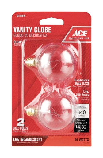 [3019999] BULB ACE G16.5 40W CL2PK