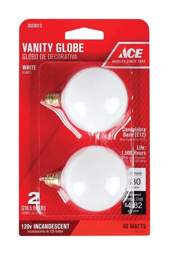 [3020013] BULB ACE G16.5 40W 2PK