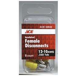 [33643] Ace 12-10 AWG AWG Insulated Wire Female Disconnect Yellow 8 Pk