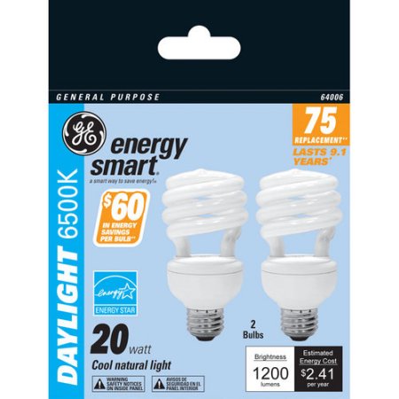 [3406576] 64006 20W Daylight Compact Fluorescent Spiral Bulb - 2 Pack