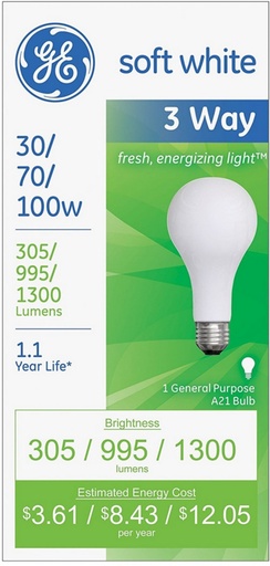 [35539] BULB 3 WAY 30/100 SW GE