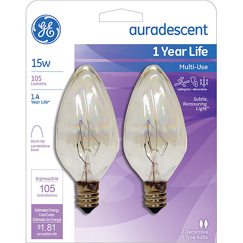 [35650] GE 2-Pack 15-Watt Auradescent Flame Tip Light Bulbs