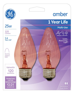 [35671] BULB 25WFM AMBER 2PK GE