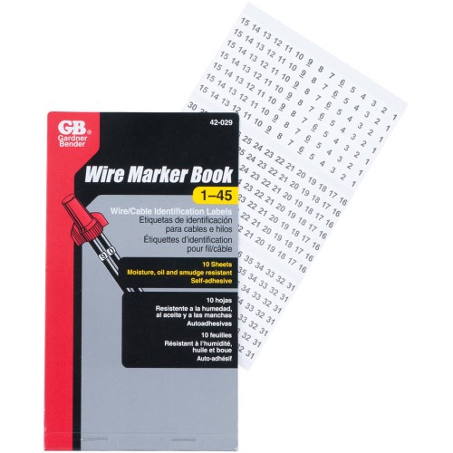 Wire Marker Booklet, Numbers 1-45 | Ferreteria Maderas 3C