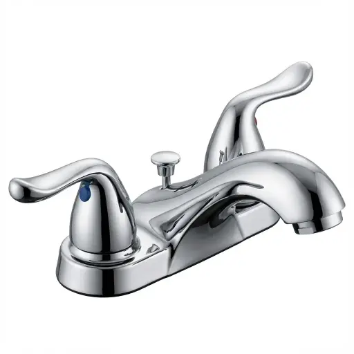 [4019018] OAKBROOK 10.16CM (4IN) DOUBLE HANDLE LAVATORY FAUCET PLASTIC AERATOR CHROME 