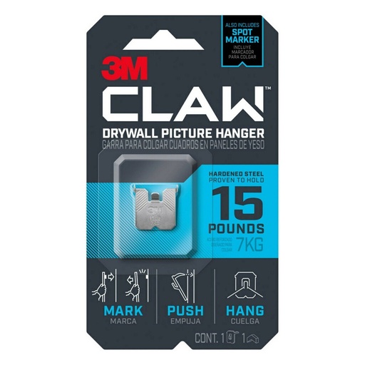 [5035832] 3M Claw Silver Drywall Picture Hanger 15 Lb 1 Pk