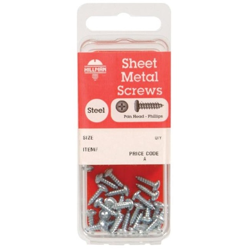 [5505] Hillman No. 12 X 1-1/4 in. L Phillips Pan Head Zinc-Plated Steel Sheet Metal Screws 6 Pack