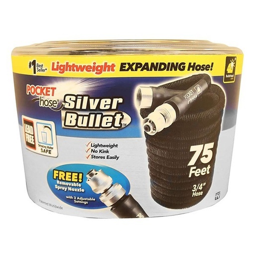 [6084034] Pocket Hose Silver Bullet 2.0 3/4 in. D X 75 Ft. L Medium Duty Expandable Flexible Garden Hose