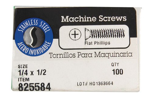 [825584] HILLMAN No. 1/4-20 in. X 1/4 in. L Phillips Flat Head Steel Machine Screws 100 Pk