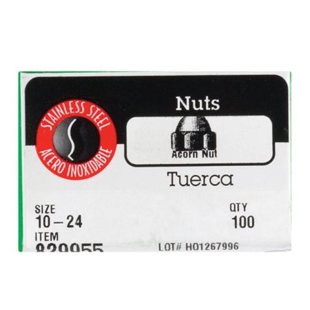 [829955] Hillman 10 in. Stainless Steel SAE Acorn Nut 100 Pk