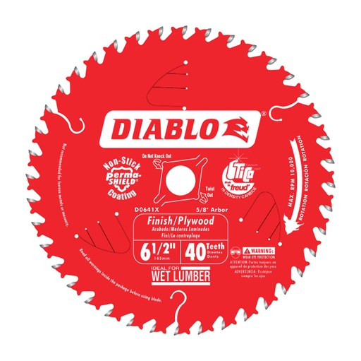 [D0641X] Diablo 6-1/2 in. D X 5/8 in. TiCo Hi-Density Carbide Finishing Saw Blade 40 Teeth 1 Pk
