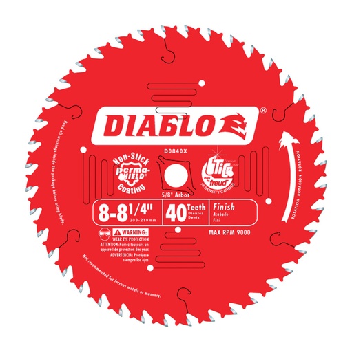 [D0840X] Diablo 8-1/4 in. D X 5/8 in. TiCo Hi-Density Carbide Finishing Saw Blade 40 Teeth 1 Pk