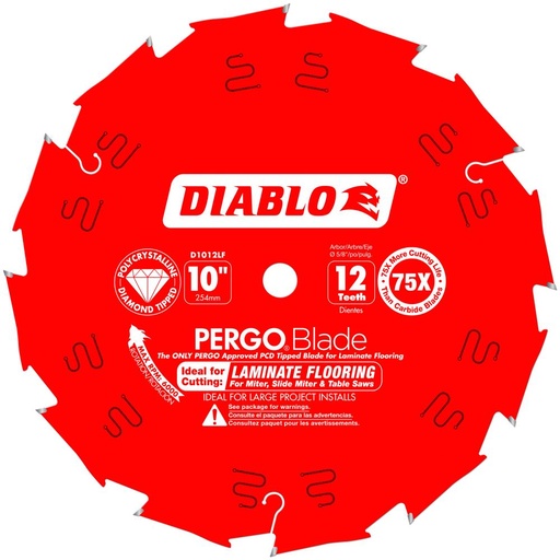 [D1012LF] Diablo Pergo Blade 10 in. D X 5/8 in. Laminate Flooring Polycrystalline Diamond Tipped Circular Saw