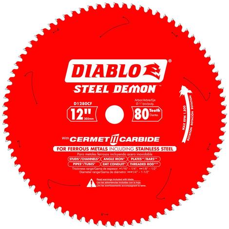 [D1280CF] Diablo Steel Demon 12 in. D X 1 in. Cermet Cermet Metal Saw Blade 80 Teeth 1 Pk