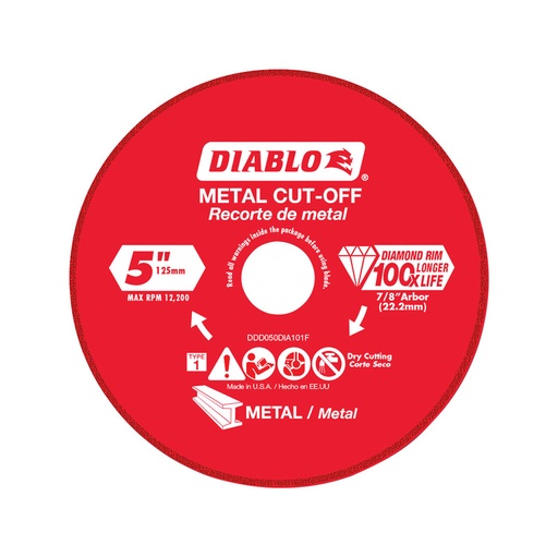 [DDD050DIA101F] Diablo 5 in. D X 7/8 in. Diamond Metal Cut-Off Wheel