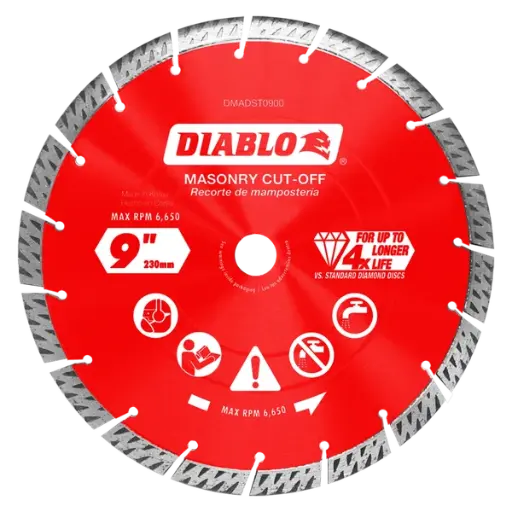 [DMADST0900] Diablo 9 in. D X 7/8 in. Diamond Turbo Rim Masonry Cut-Off Disc