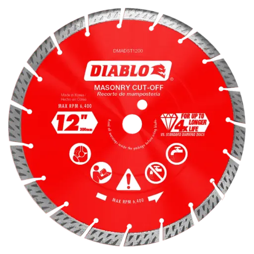 [DMADST1200] Diablo 12 in. D X 1 in. Diamond Turbo Rim Masonry Cut-Off Disc